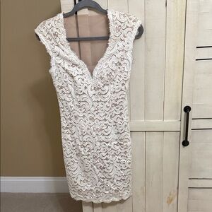 Aqua Lace Mini Dress in Cream